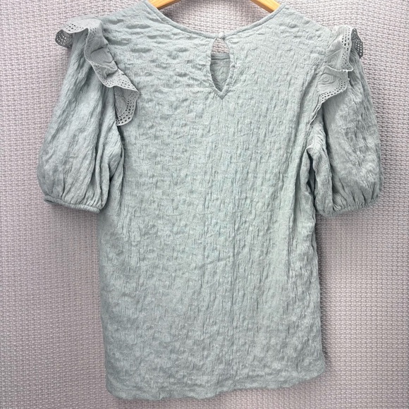 NWT By the River Boutique Blouse Size L Green Flutter Sleeve Boho Top Fairy - Picture 5 of 7